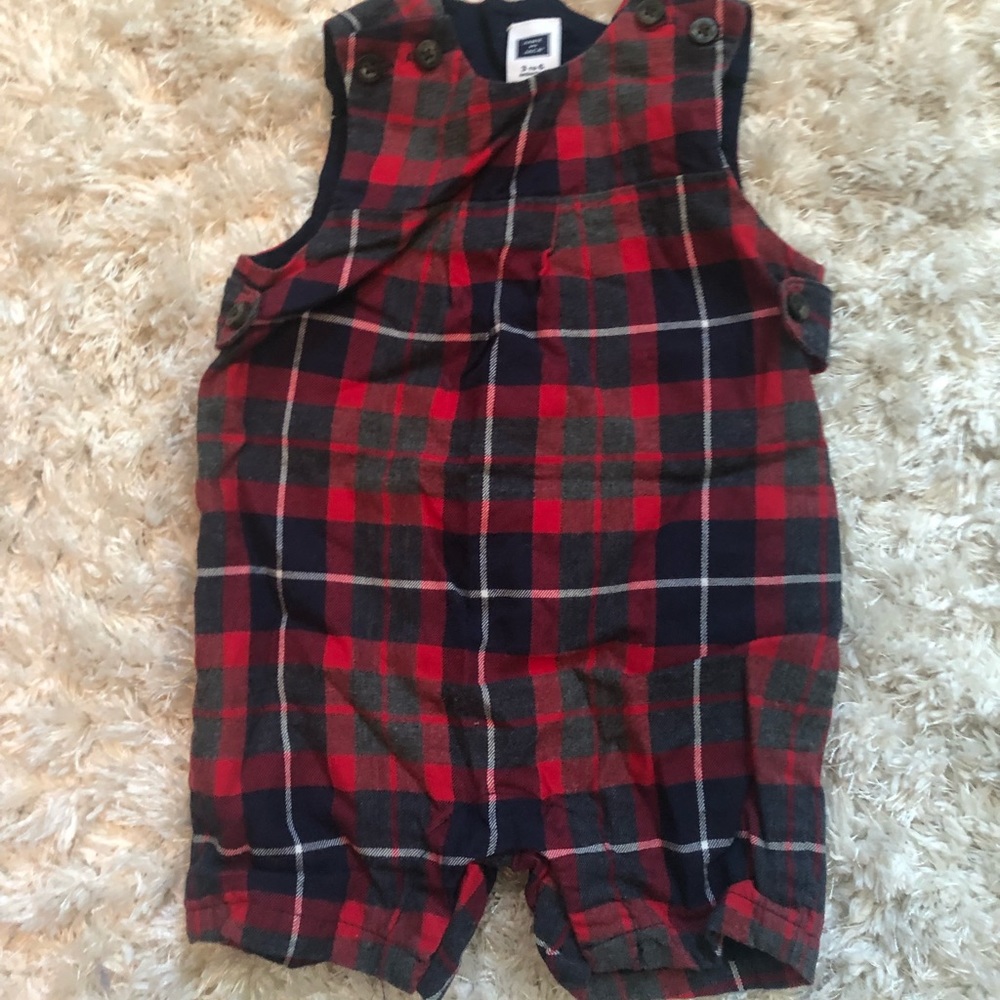 Plaid infant overalls